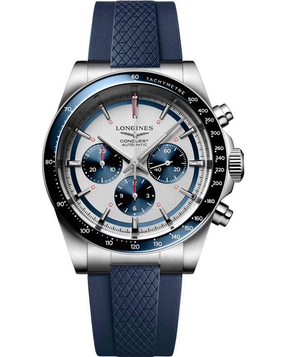 LONGINES Conquest Automatic Chronograph Blue Rubber Bracelet