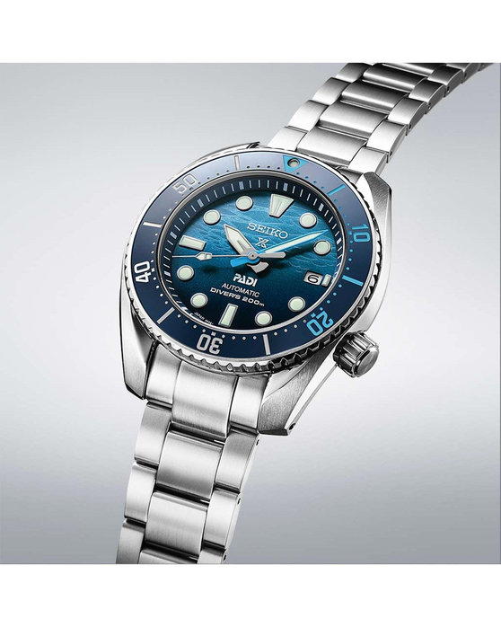 SEIKO Prospex Great Blue Sumo Scuba Divers Automatic PADI Silver Stainless Steel Bracelet Special Edition