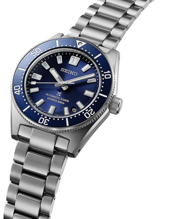 SEIKO Prospex 1965 Revival Diver's In Scuba Blue Automatic Silver Stainless Steel Bracelet