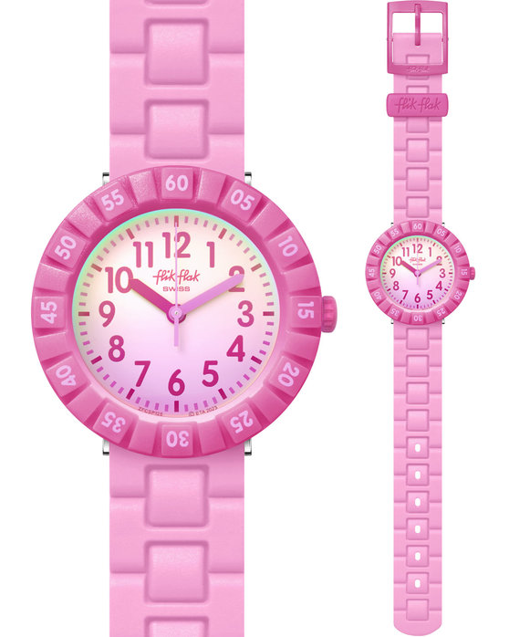 FLIK FLAK Pink Summer Splash with Pink Silicone Strap