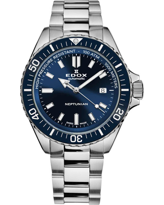 EDOX Neptunian Automatic Silver Stainless Steel Bracelet