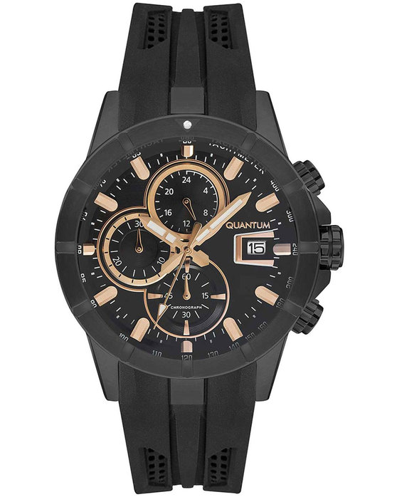 QUANTUM Hunter Chronograph Black Silicone Strap