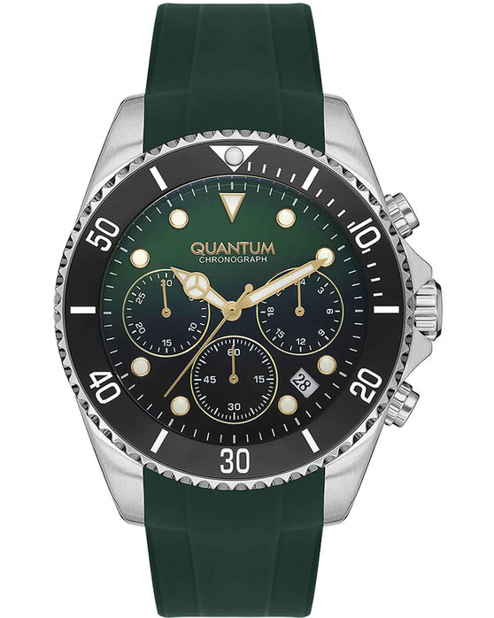 QUANTUM Powertech Chronograph Green Silicone Strap