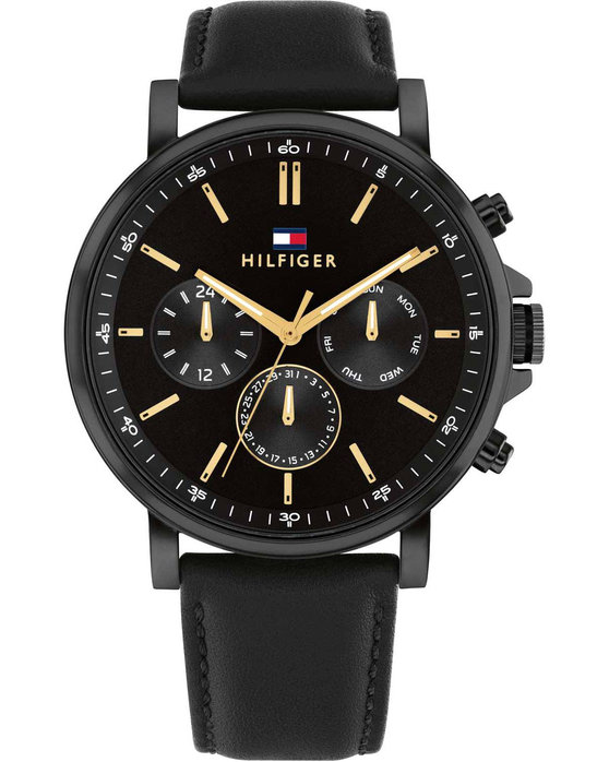 TOMMY HILFIGER Sport Black Leather Strap