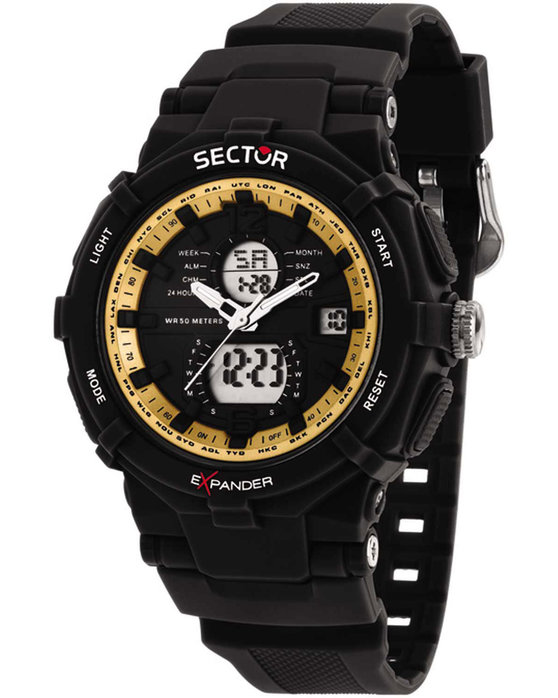 SECTOR EX-09 Dual Time Chronograph Black Plastic Strap