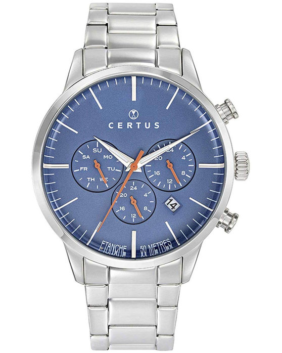 CERTUS Dual Time Silver Stainless Steel Bracelet