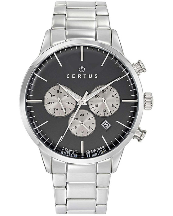 CERTUS Dual Time Silver Stainless Steel Bracelet