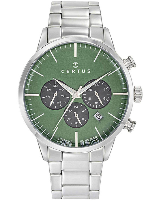 CERTUS Dual Time Silver Stainless Steel Bracelet