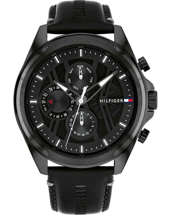 TOMMY HILFIGER Sport Black Leather Strap