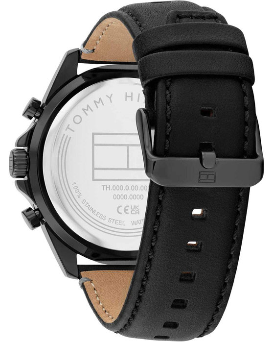 TOMMY HILFIGER Sport Black Leather Strap