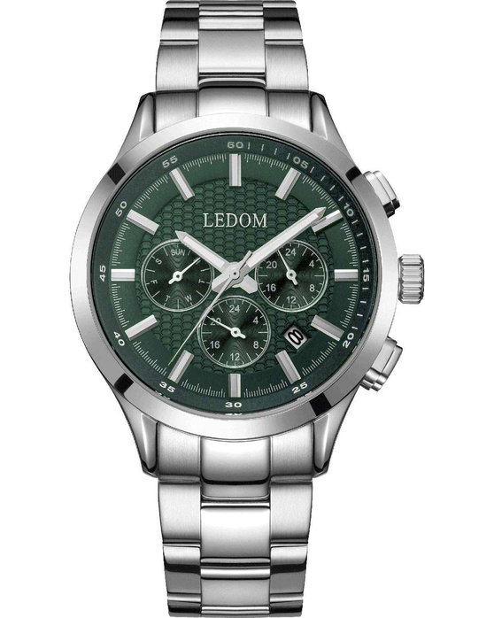 LEDOM Horizon Dual Time Silver Stainless Steel Bracelet