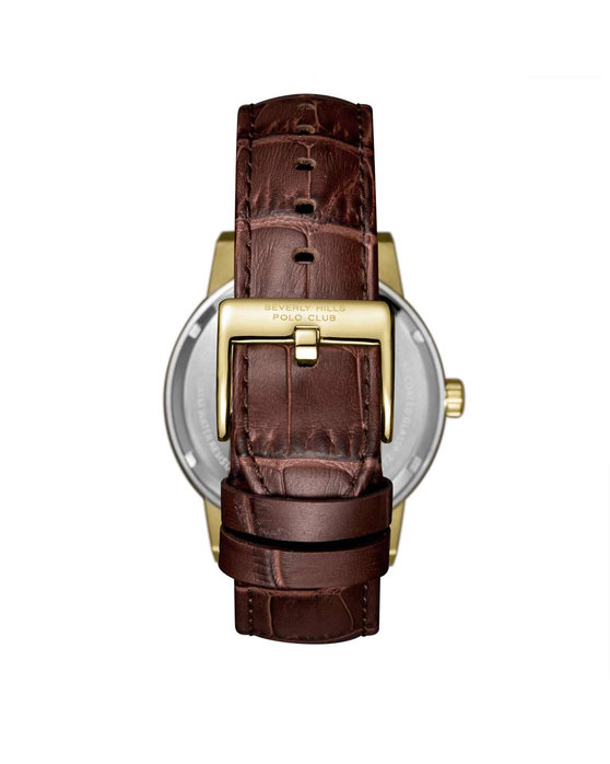 BEVERLY HILLS POLO CLUB Automatic Brown Leather Strap