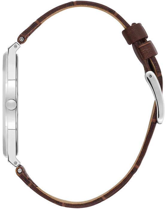 BEVERLY HILLS POLO CLUB Slim Tech 5 Brown Leather Strap