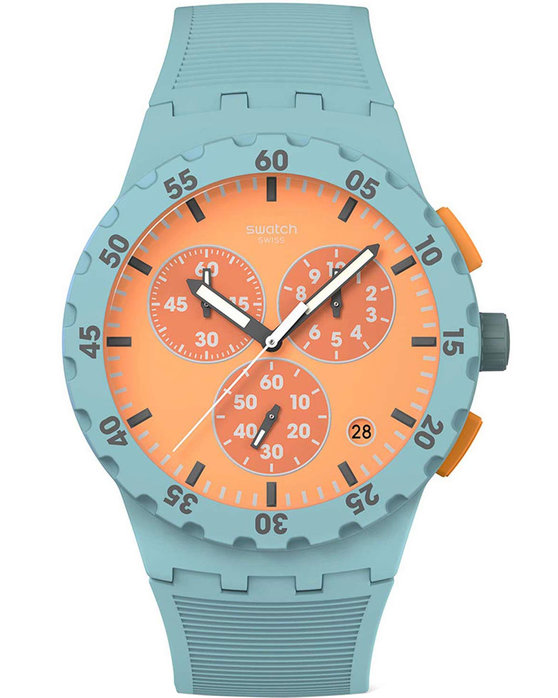 SWATCH Essentials Juicy Apricot Chronograph Turqoise Silicone Strap