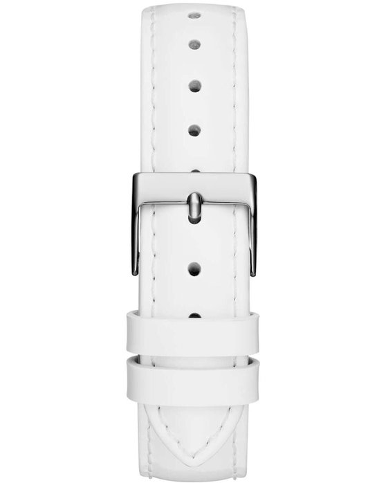 GUESS Glitz Plaque Crystals White Leather Strap