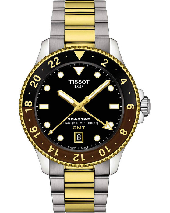 TISSOT T-Sport Seastar 1000 Dual Time GMT Two Tone Stainless Steel Bracelet