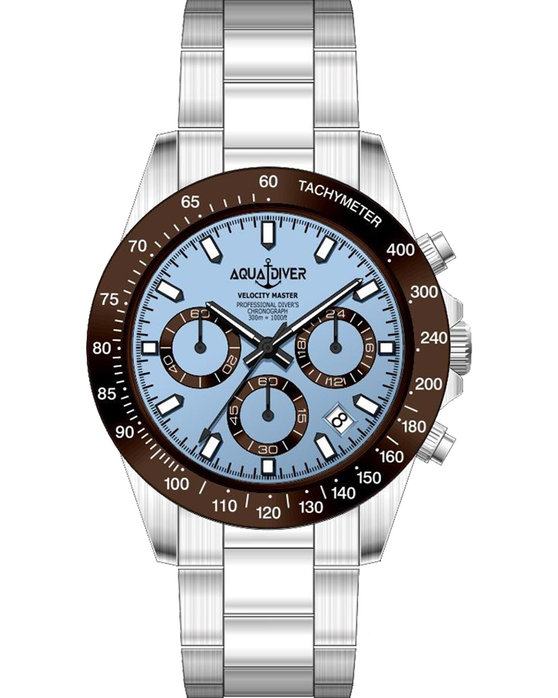 AQUADIVER Velocity Master Chronograph Silver Stainless Steel Bracelet