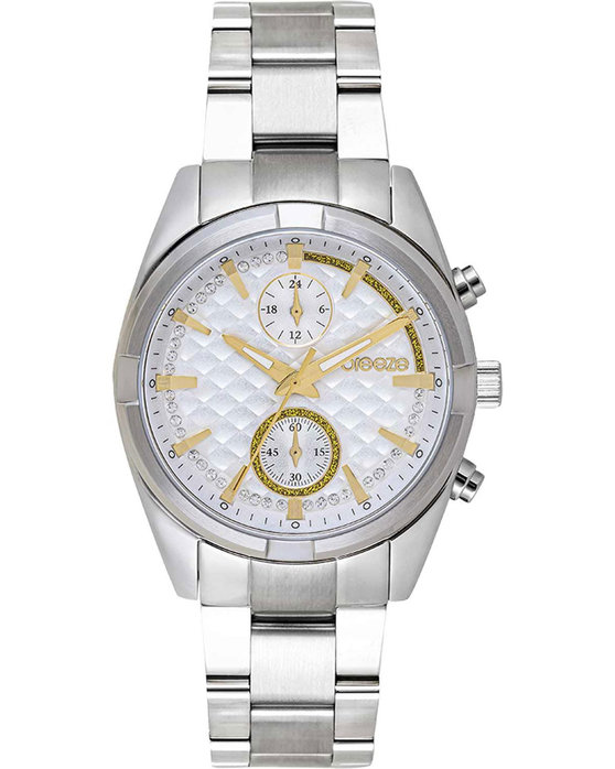 BREEZE Starlight Swarovski Chronograph Silver Stainless Steel Bracelet