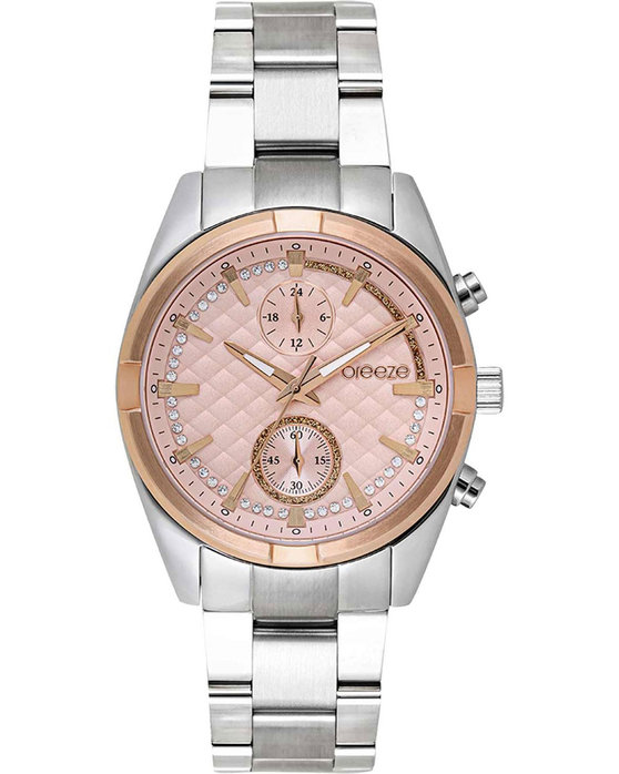 BREEZE Starlight Swarovski Chronograph Silver Stainless Steel Bracelet