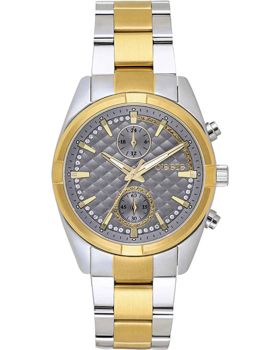 BREEZE Starlight Swarovski Chronograph Two Tone Stainless Steel Bracelet