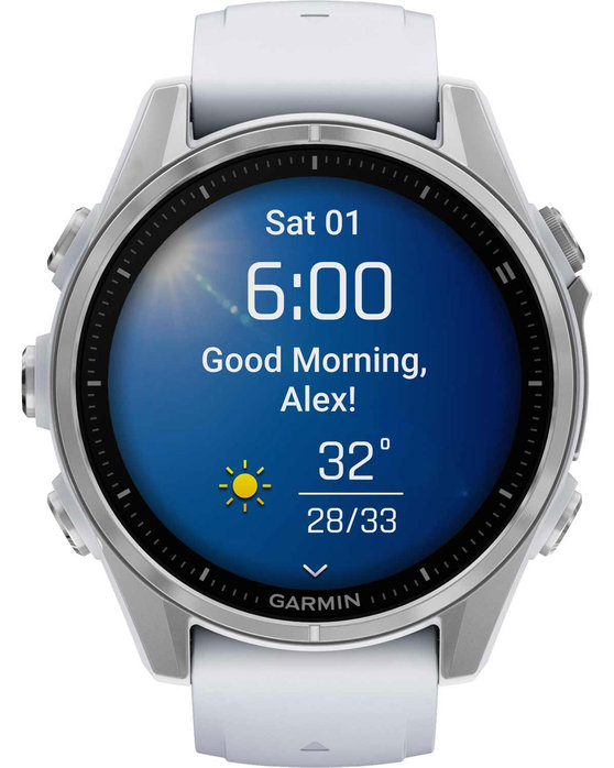 GARMIN Fenix 8 43mm AMOLED Silver with Whitestone Silicone Band