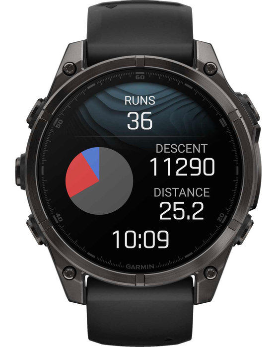 GARMIN Fenix 8 47mm AMOLED Sapphire Titanium Carb Gray with Black Silicone Band