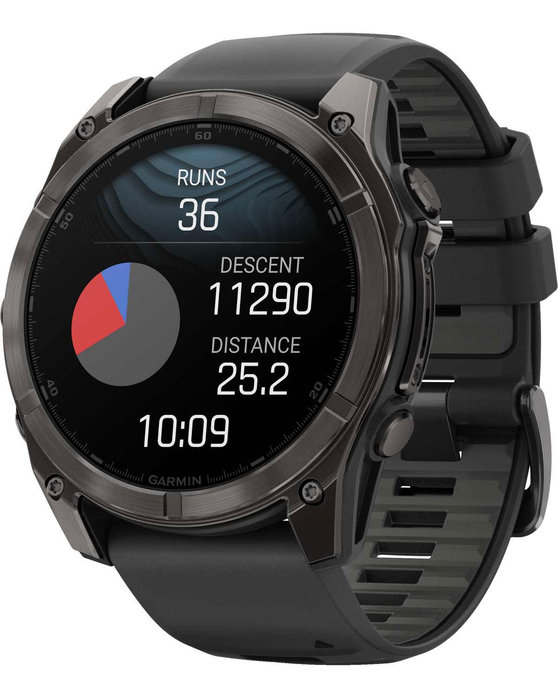 GARMIN Fenix 8 51mm AMOLED Sapphire Titanium Carb Gray with Black Silicone Band