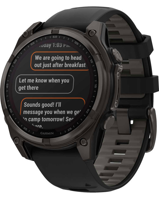 GARMIN Fenix 8 47mm Solar Sapphire Titanium Carbon Gray with Black Silicone Band (προπαρ.)