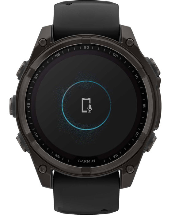 GARMIN Fenix 8 47mm Solar Sapphire Titanium Carbon Gray with Black Silicone Band