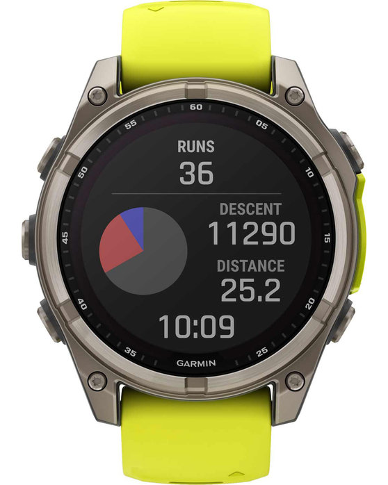 GARMIN Fenix 8 47mm Solar Sapphire Titanium with Amp Yellow Silicone Band (προπαρ.)