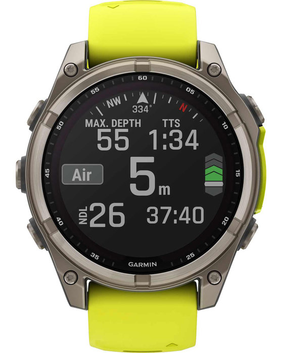 GARMIN Fenix 8 47mm Solar Sapphire Titanium with Amp Yellow Silicone Band (preorder)