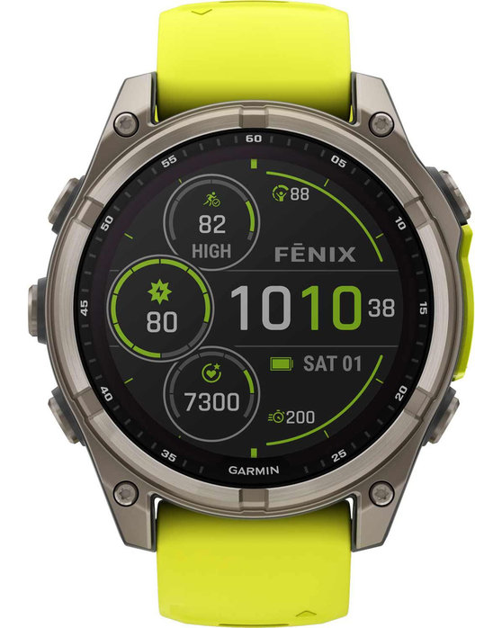 GARMIN Fenix 8 47mm Solar Sapphire Titanium with Amp Yellow Silicone Band (preorder)