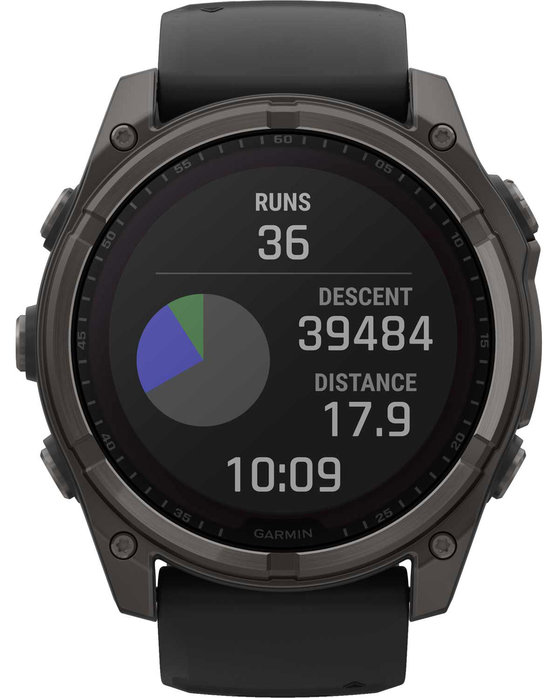 GARMIN Fenix 8 51mm Solar Sapphire Titanium Carbon Gray with Black Silicone Band