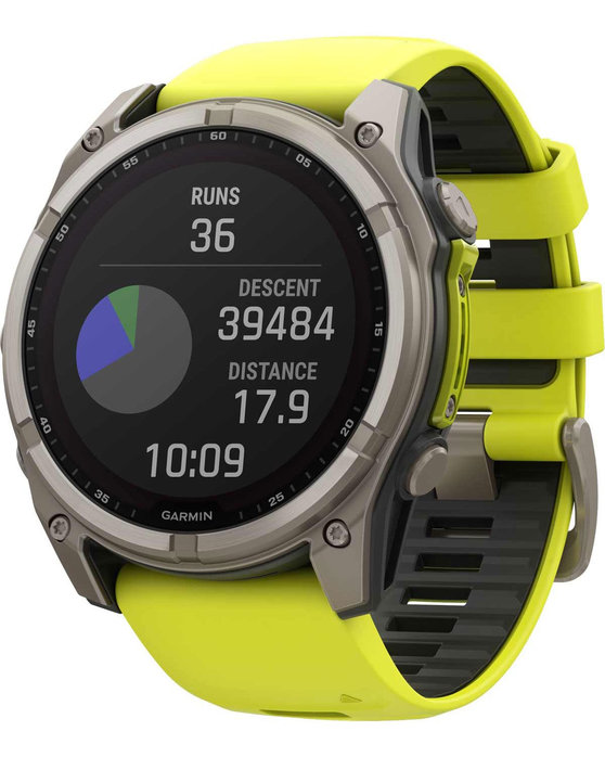 GARMIN Fenix 8 51mm Solar Sapphire Titanium with Amp Yellow Silicone Band (preorder)