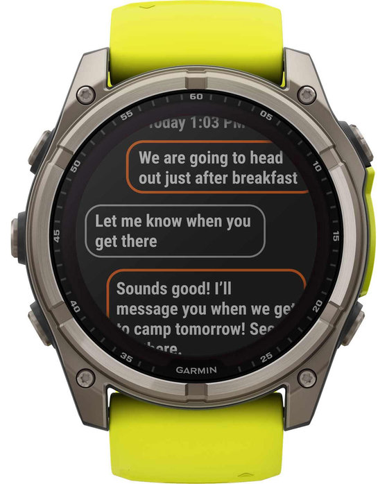 GARMIN Fenix 8 51mm Solar Sapphire Titanium with Amp Yellow Silicone Band (preorder)