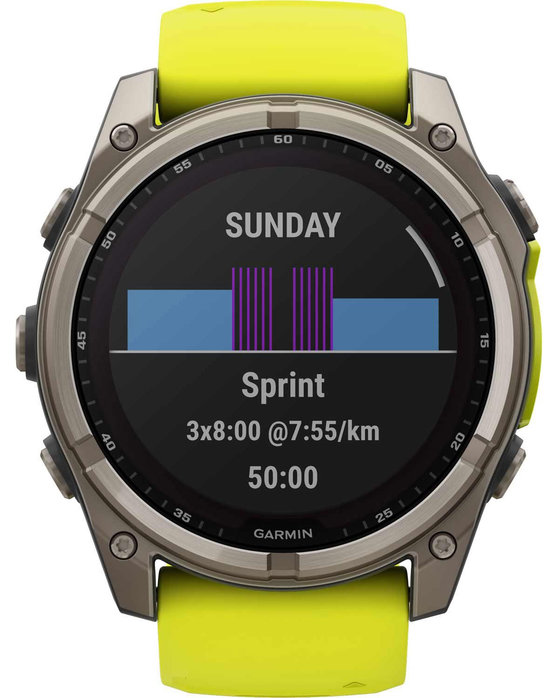 GARMIN Fenix 8 51mm Solar Sapphire Titanium with Amp Yellow Silicone Band (preorder)