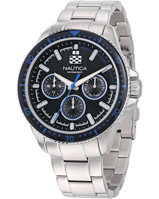 NAUTICA NCT Windrose Silver Stainless Steel Bracelet