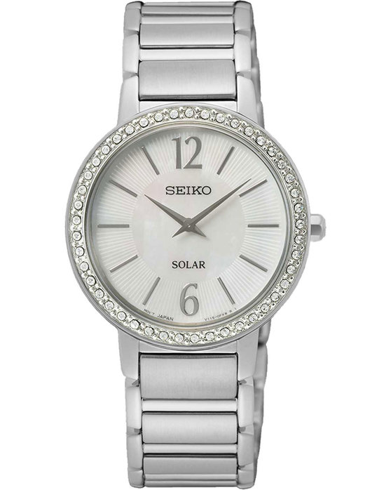 SEIKO Caprice Crystals Solar Silver Stainless Steel Bracelet