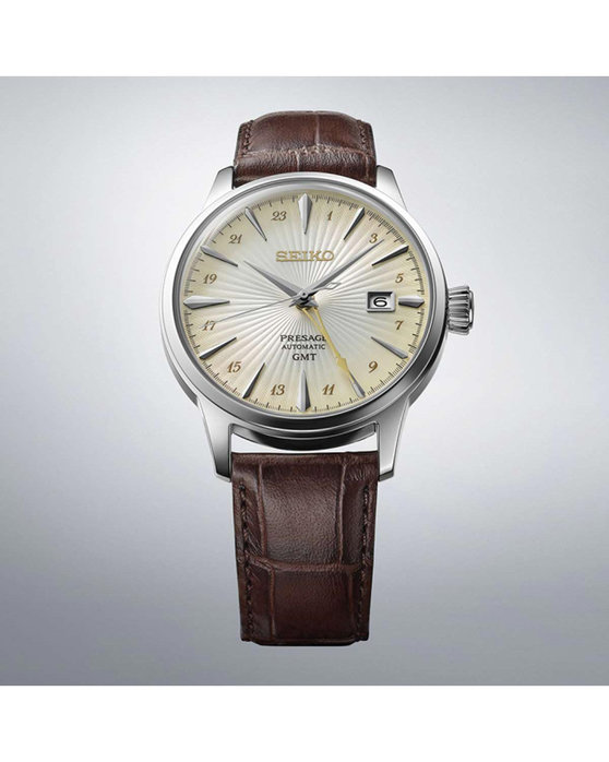 SEIKO Presage 'Acacia' Cocktail Time Automatic GMT Brown Leather Strap