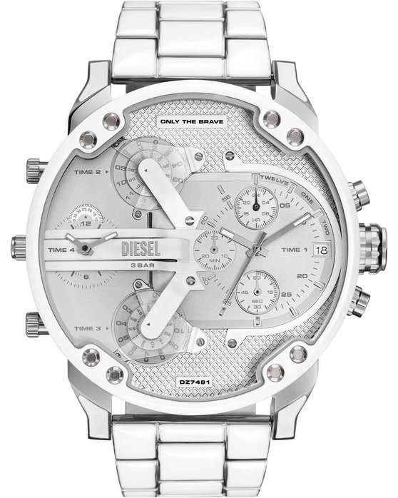 DIESEL Mr Daddy 2.0 Quad Time Chronograph Silver Stainless Steel Bracelet