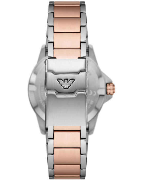 EMPORIO ARMANI Diver Dual Time Two Tone Stainless Steel Bracelet