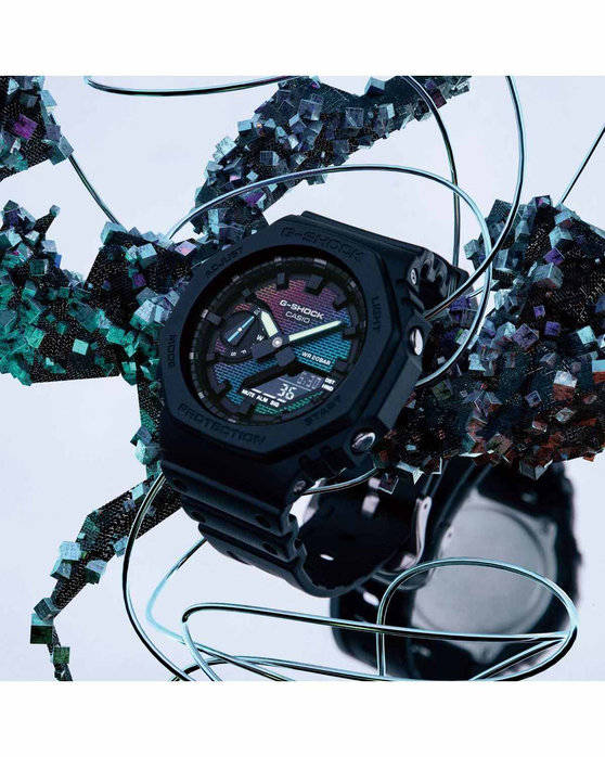 G-SHOCK Rainbow Brick Wall Dual Time Chronograph Black Bio-based Resin Strap