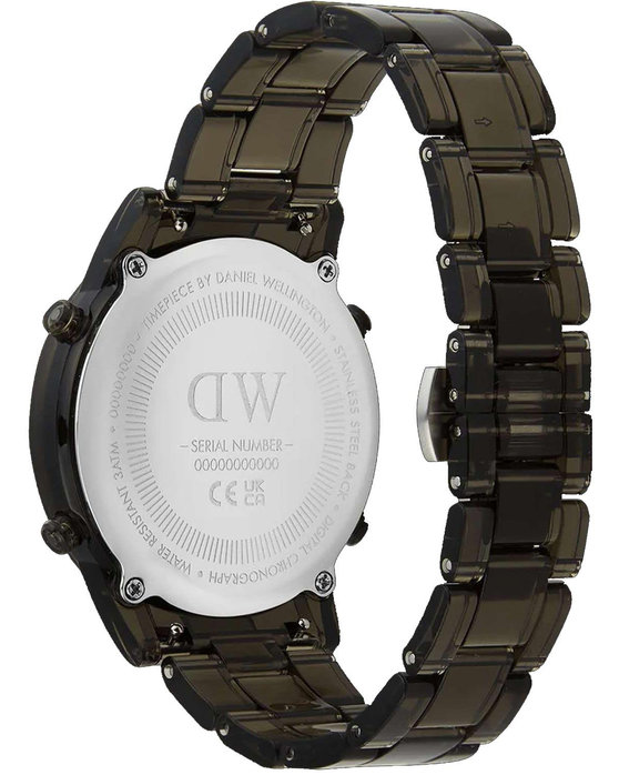 DANIEL WELLINGTON Retro Digital Dual Time Chronograph Dark Grey Bio-based Plastic Strap 36 mm