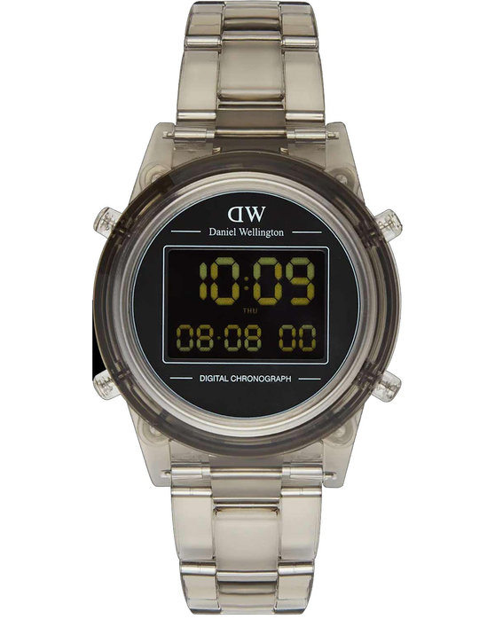 DANIEL WELLINGTON Retro Digital Dual Time Chronograph Light Grey Bio-based Plastic Strap 36 mm