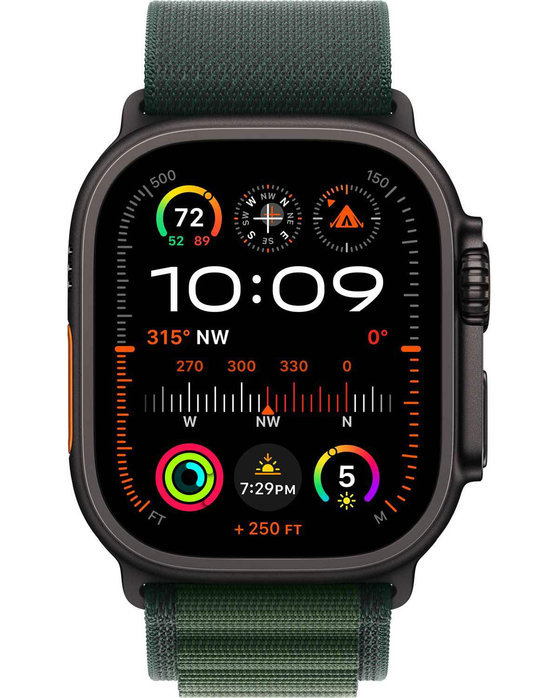 Apple Watch Ultra 2 GPS + Cellular 49mm Black Titanium Case with Dark Green Alpine Loop - Small (προπαραγγελία)