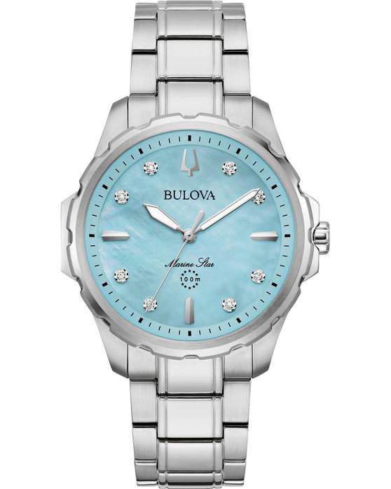 BULOVA Marine Star Diamonds Silver Stainless Steel Bracelet