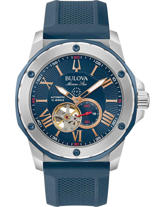 BULOVA Marine Star Automatic Blue Rubber Strap