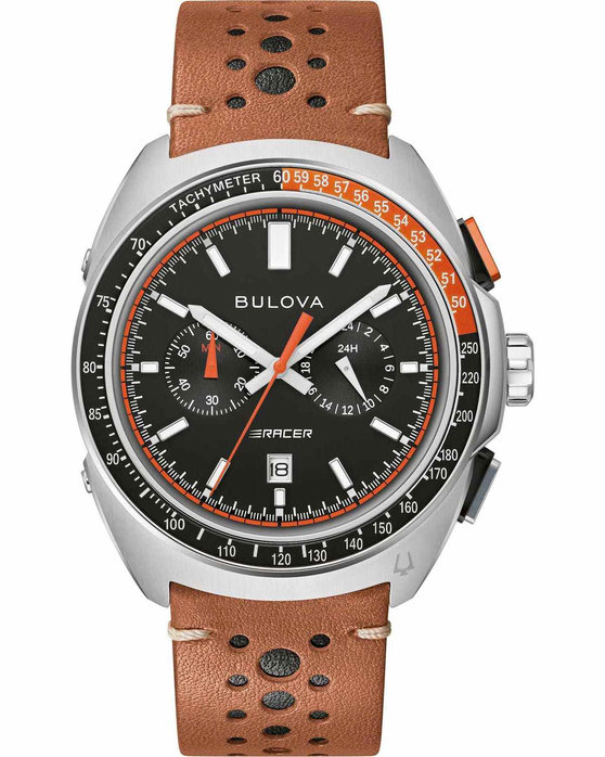 BULOVA Racer Automatic Chronograph Brown Leather Strap