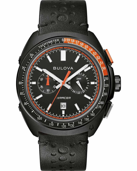 BULOVA Racer Automatic Chronograph Black Leather Strap