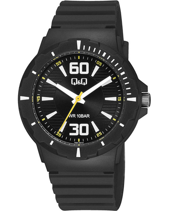 Q&Q Watch Black Silicone Strap